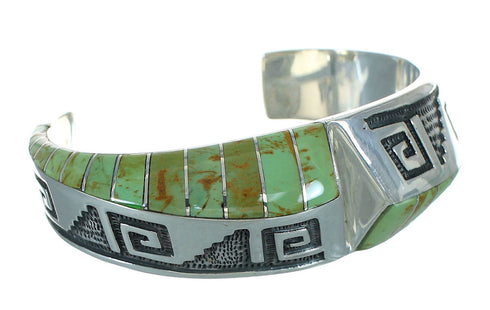 Turquoise Southwestern Silver Water Wave Cuff Bracelet AX77958